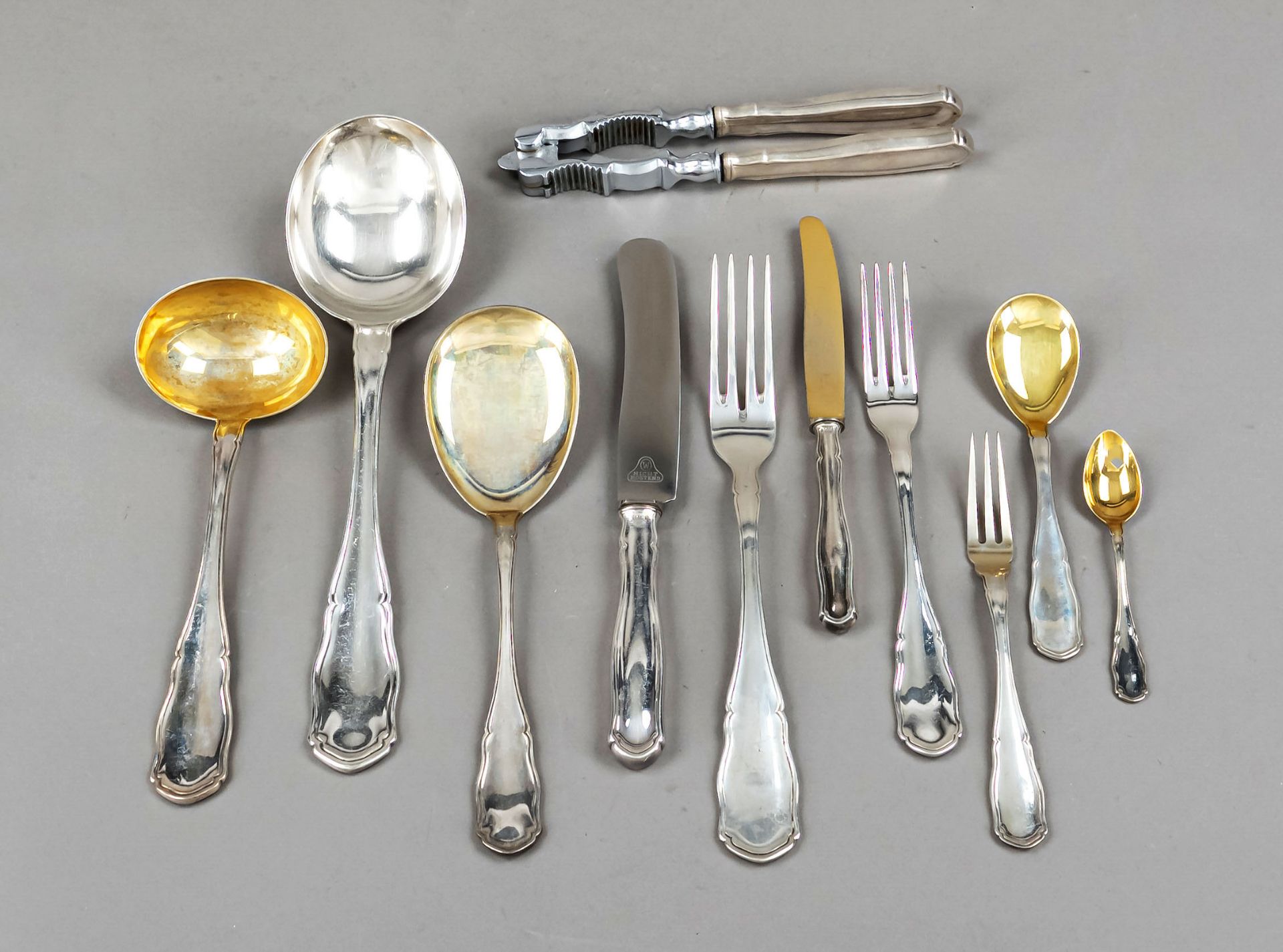 Cutlery for six persons, German, 20th century, maker's mark Bruckmann & Söhne, Heilbronn, silver