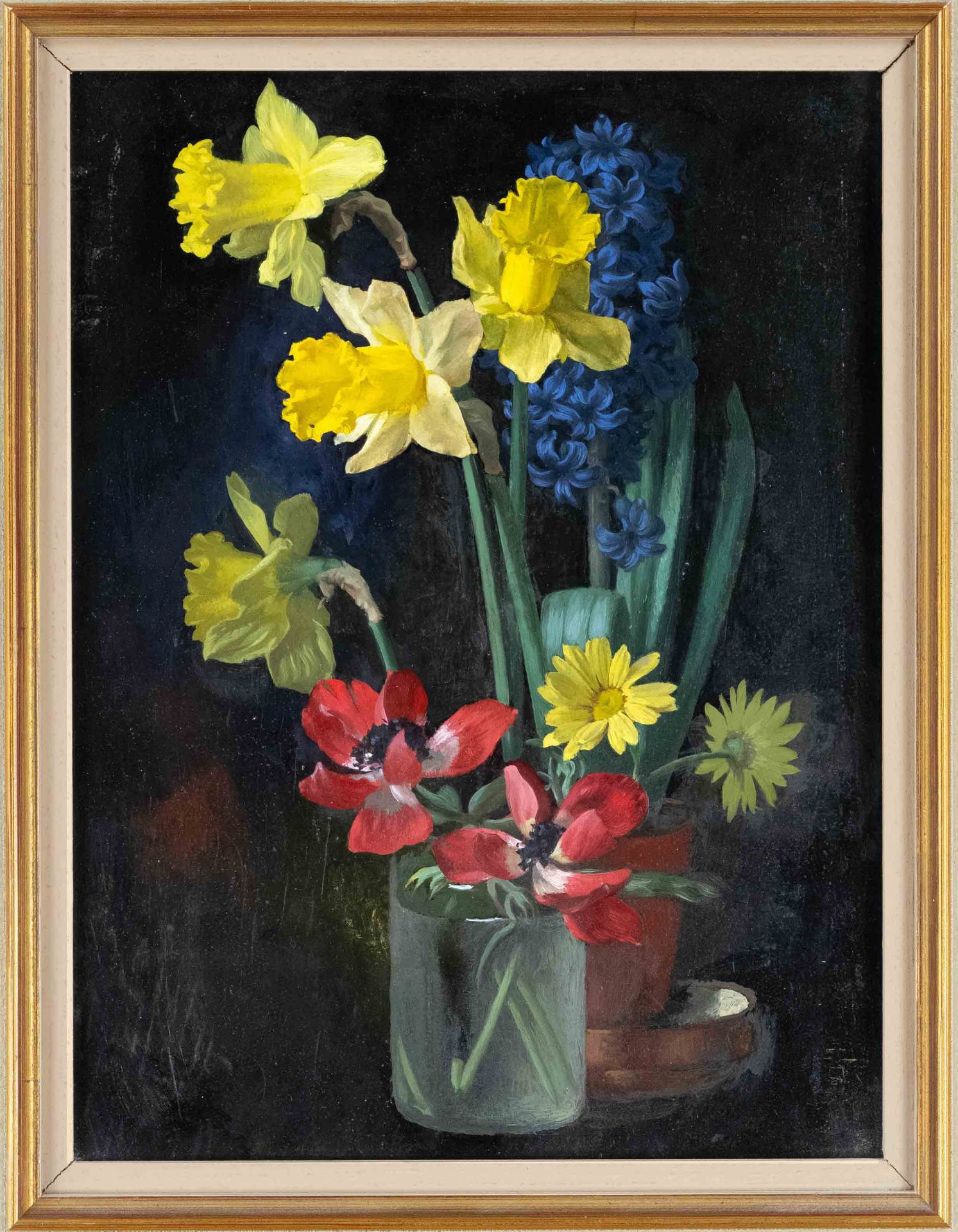 Wilhelm Körber (1901-1991), Berlin painter and copyist. Flower still life with daffodils, oil on