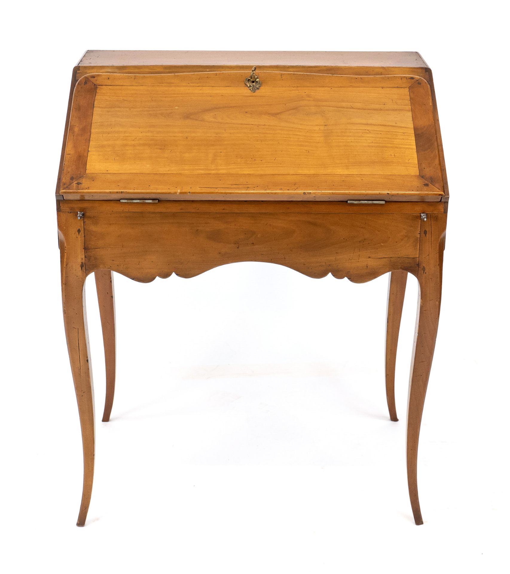 Baroque style lady's secretary, 20th c., cherry wood, drawers on the sides, behind slanted writing