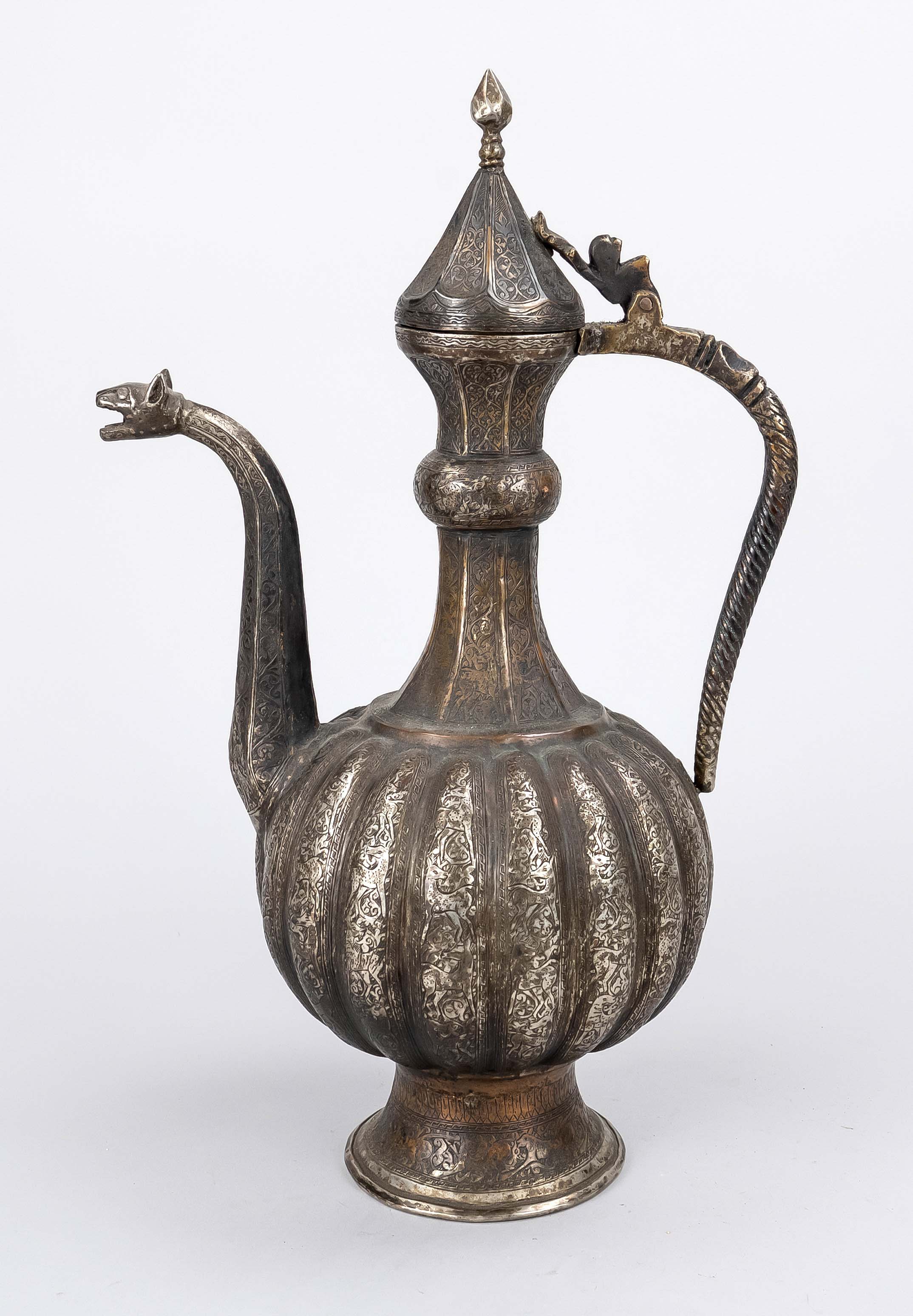 Ottoman (tombac?-)jug/ewer with jaguar head spout, probably Ottoman Empire 18th century, probably