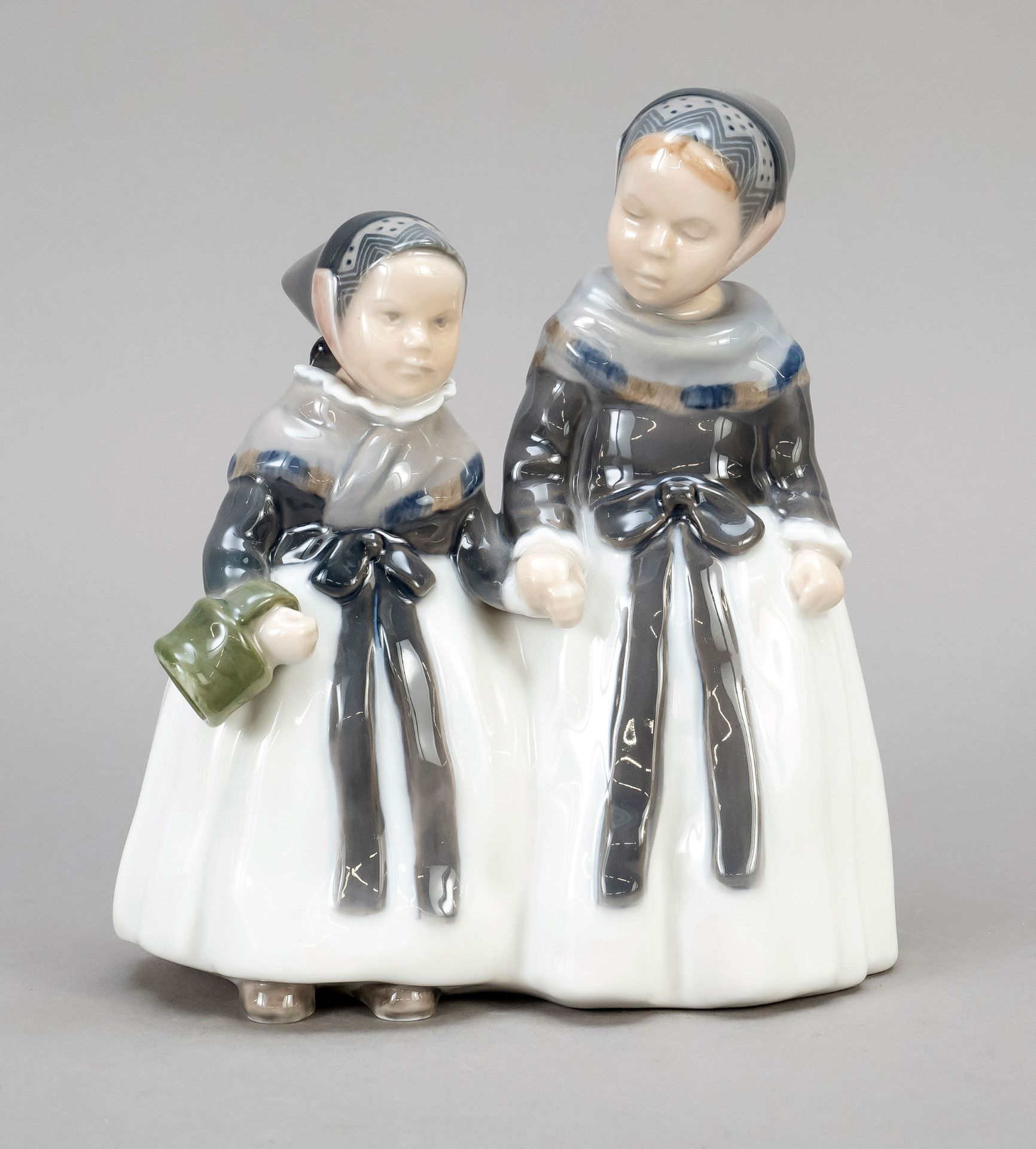 Two Amager girls, Royal Copenhagen, Denmark, mark 1966-74, 1st choice, model no. 1316, incised at