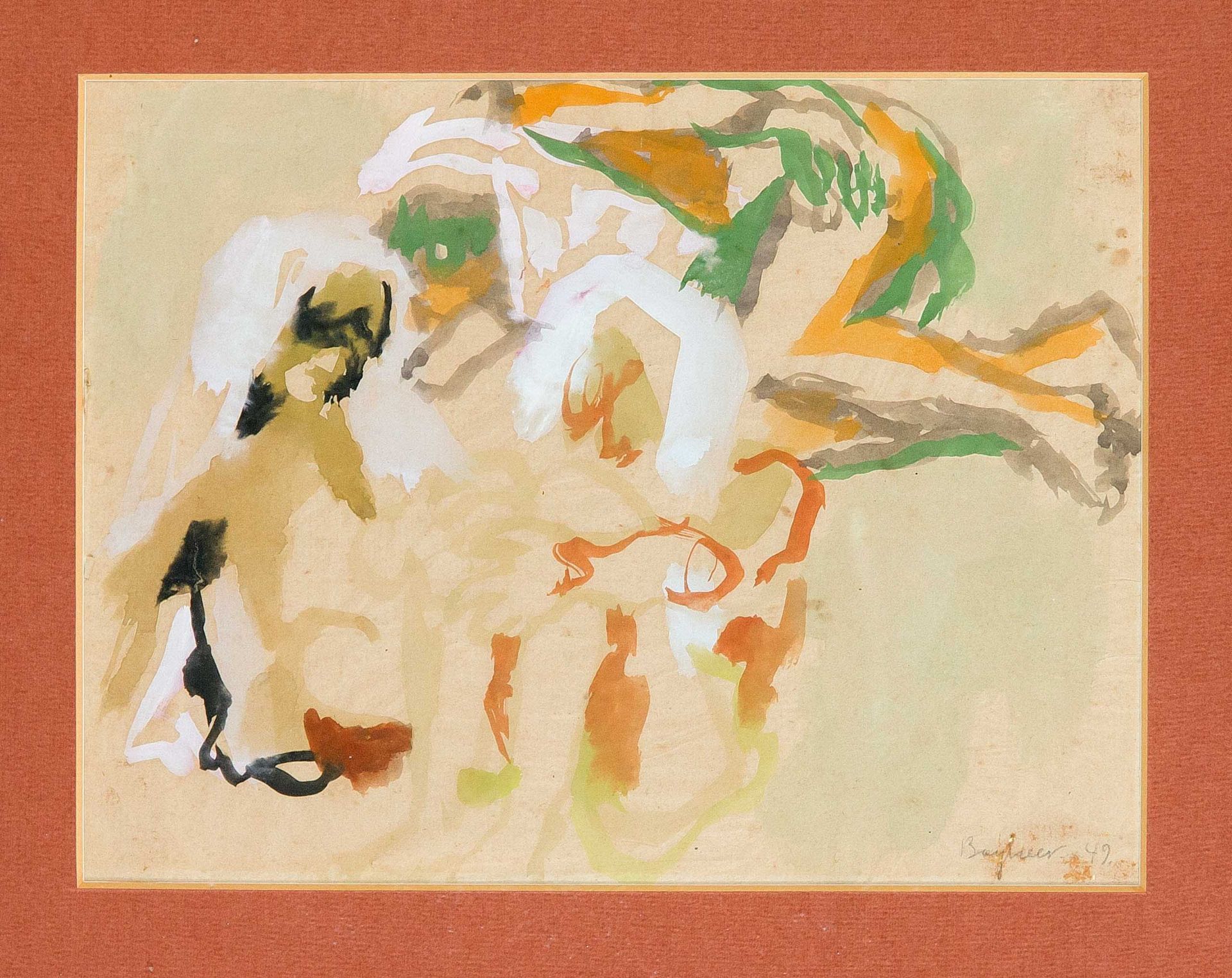 Eduard Bargheer (1901-1979), figure study, gouache on very fine, sand-colored paper, signed and