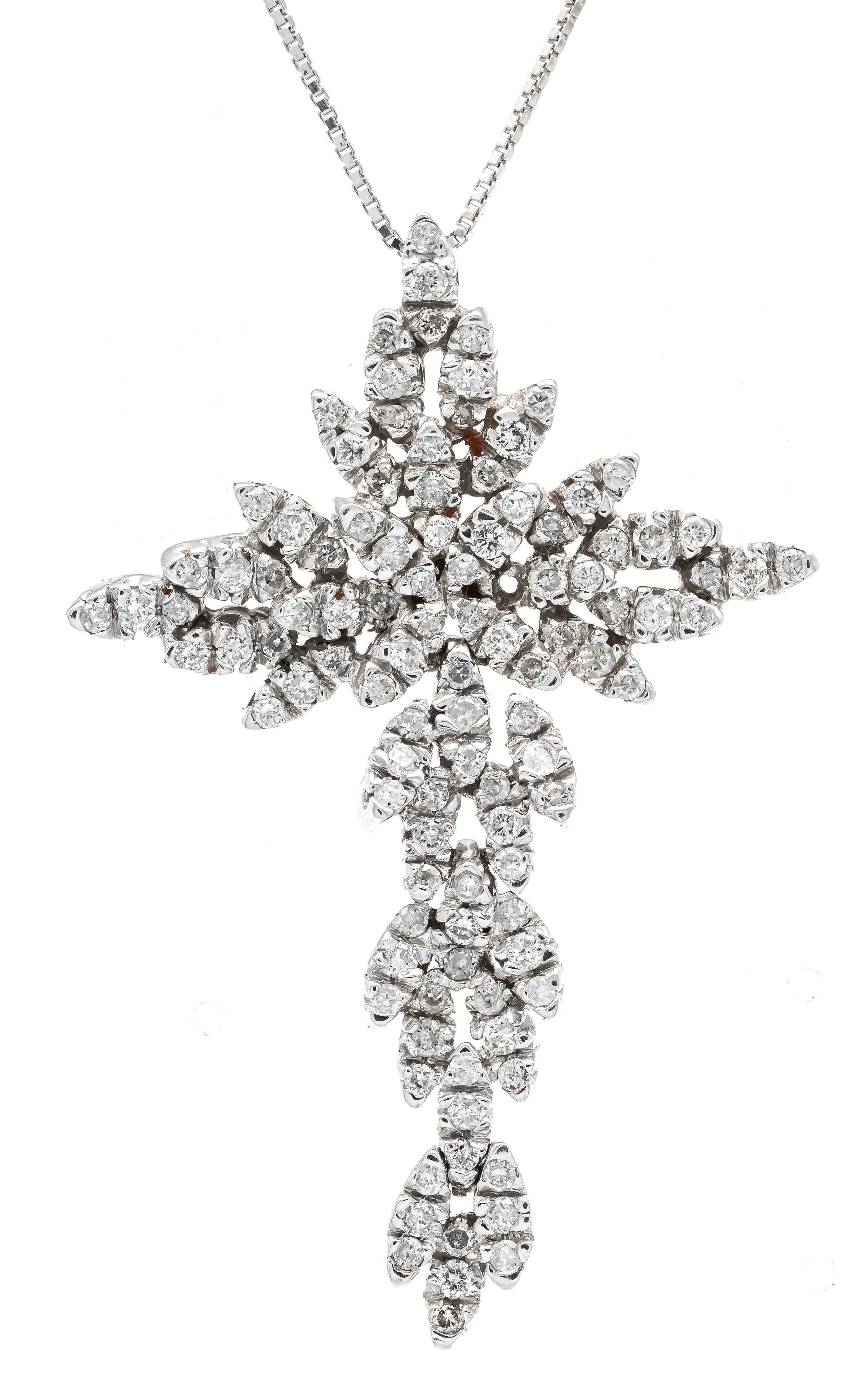 Brilliant-cross pendant WG 750/000 with 90 brilliant-cut diamonds, add. 1.29 ct Wesselton - slightly