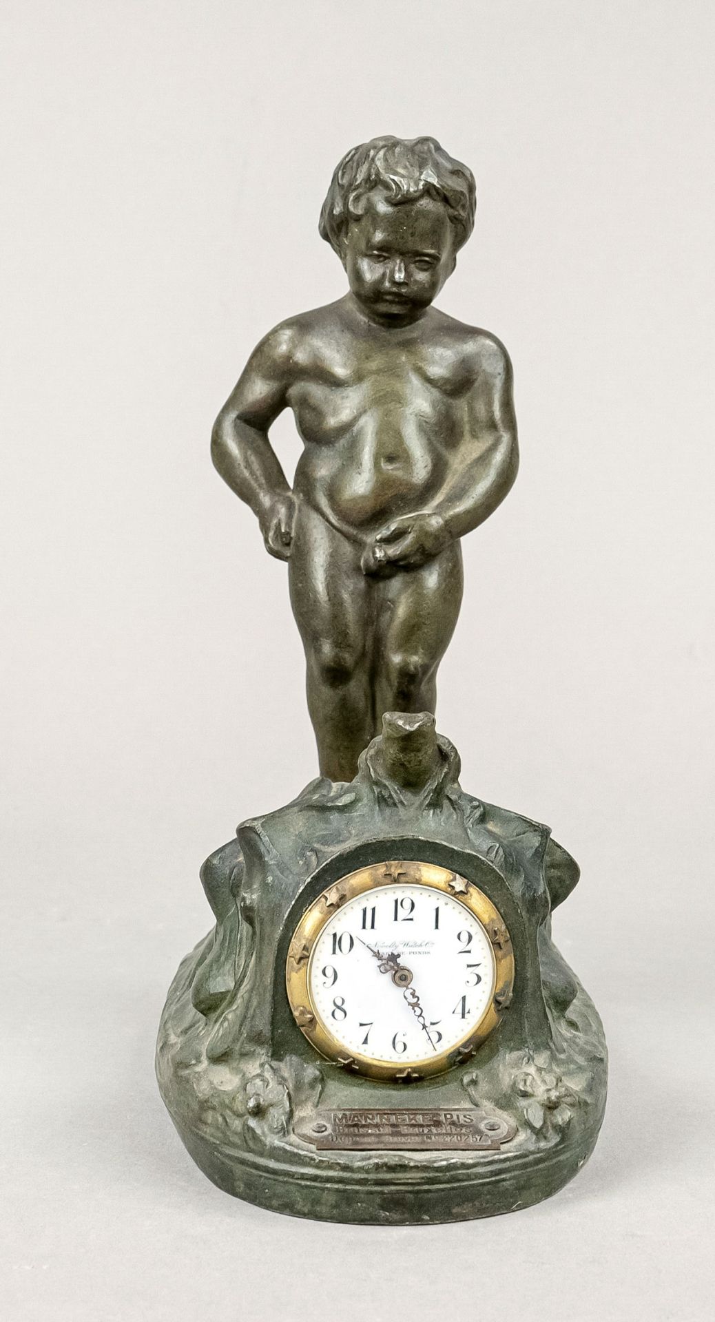 Desk clock with Manneken Pis, also called Julianeken or in French le Petit Julien, is a fountain