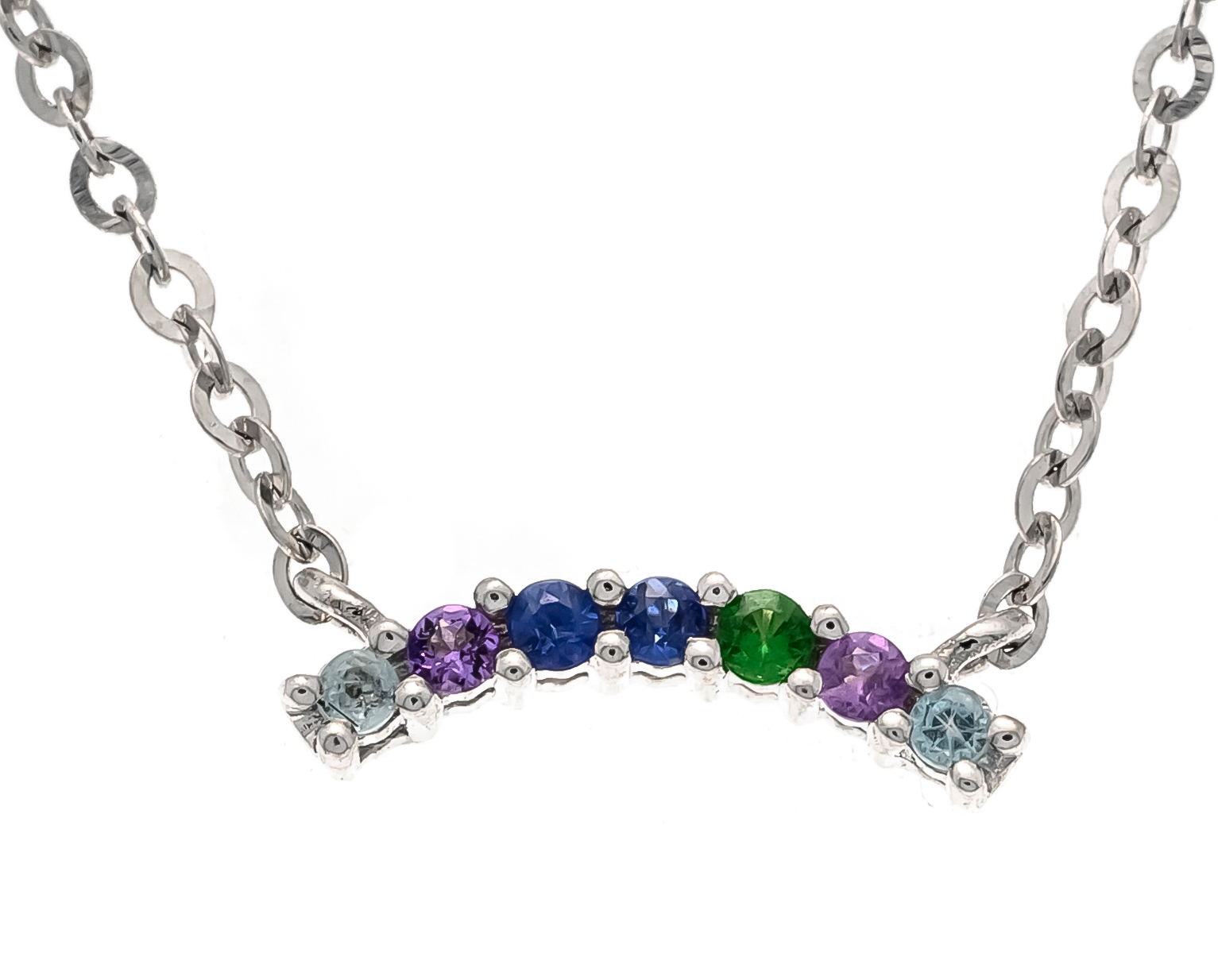 Delicate children's rainbow bracelet GG 750/000 with 7 round faceted color stones 1,39 mm, with