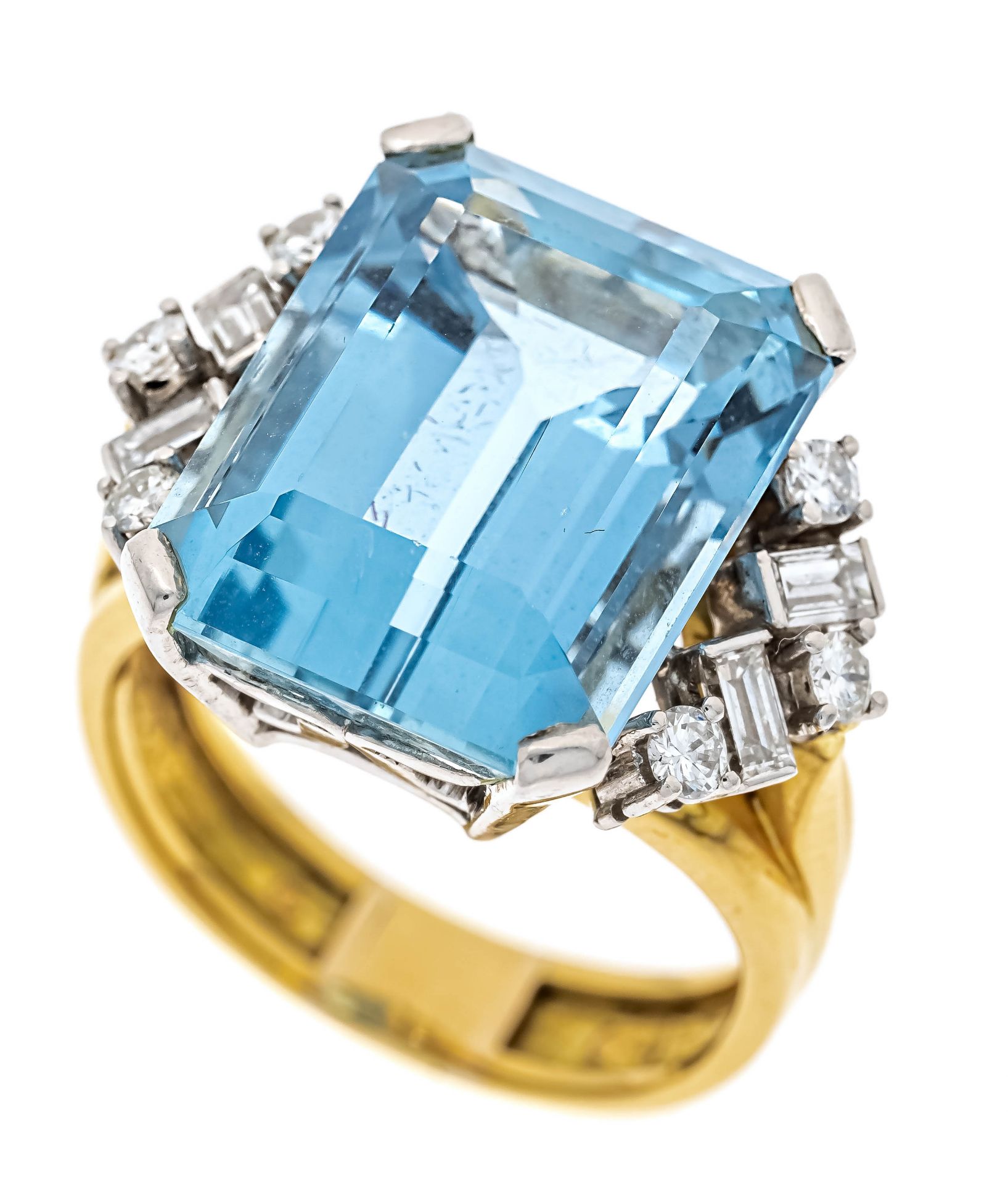 Aquamarin-Brillant-Ring GG/WG