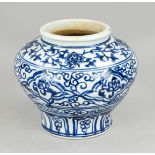 Yuan style vase, China, 19th/20th c., porcelain with cobalt blue underglaze decoration in 4