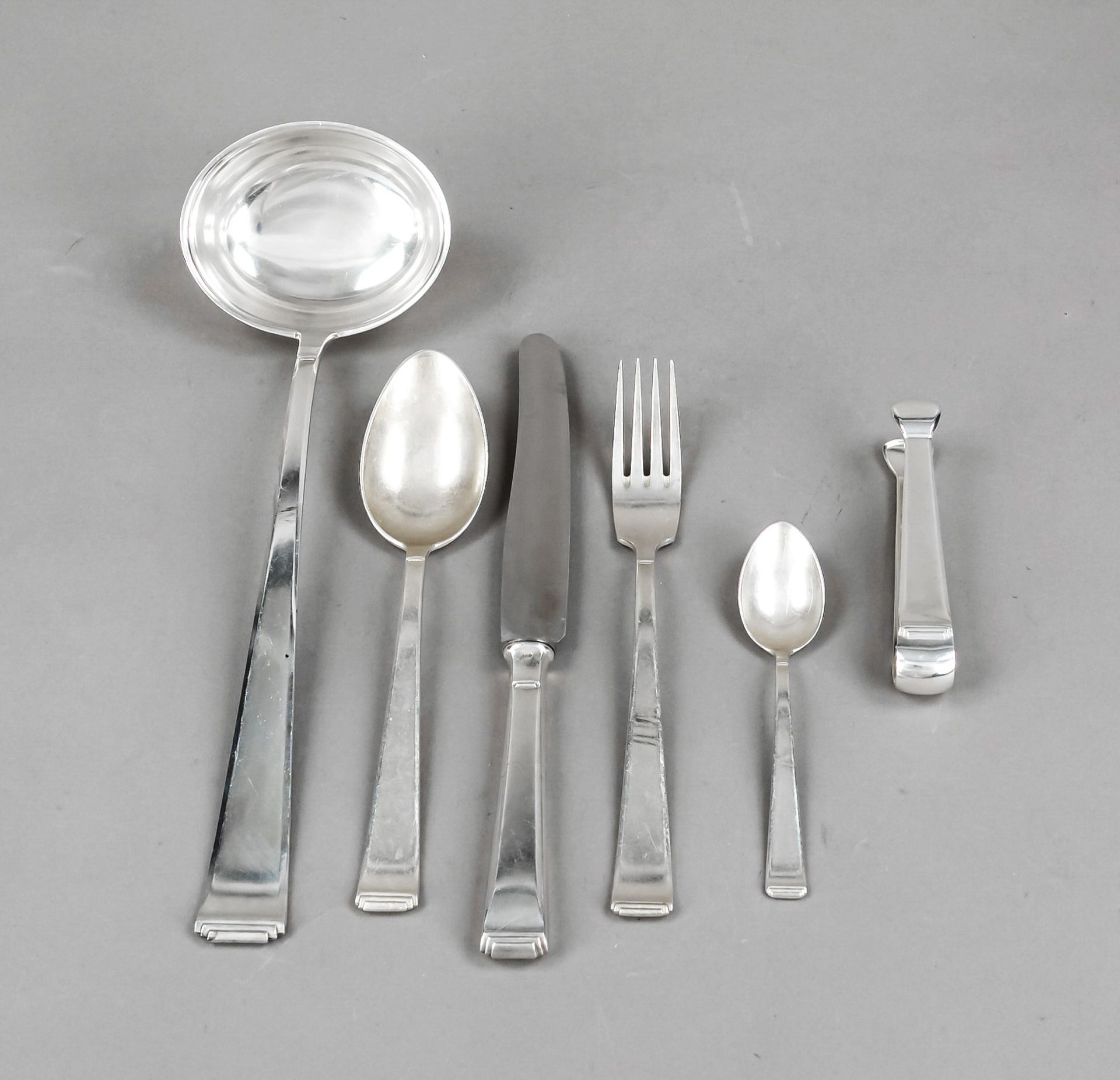 Cutlery for six persons, German, 20th century, master's mark Otto Kaltenbach, Altensteig, plated,
