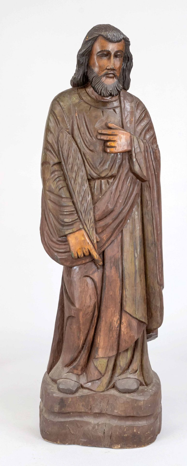 Anonymous sculptor 1st half of 20th century, large figure of evangelist, wood, carved in full relief