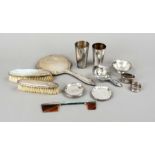 Mixed set of 16 pieces, 20th c., different makers, silver various finenesses, 2 mugs, 2 napkin