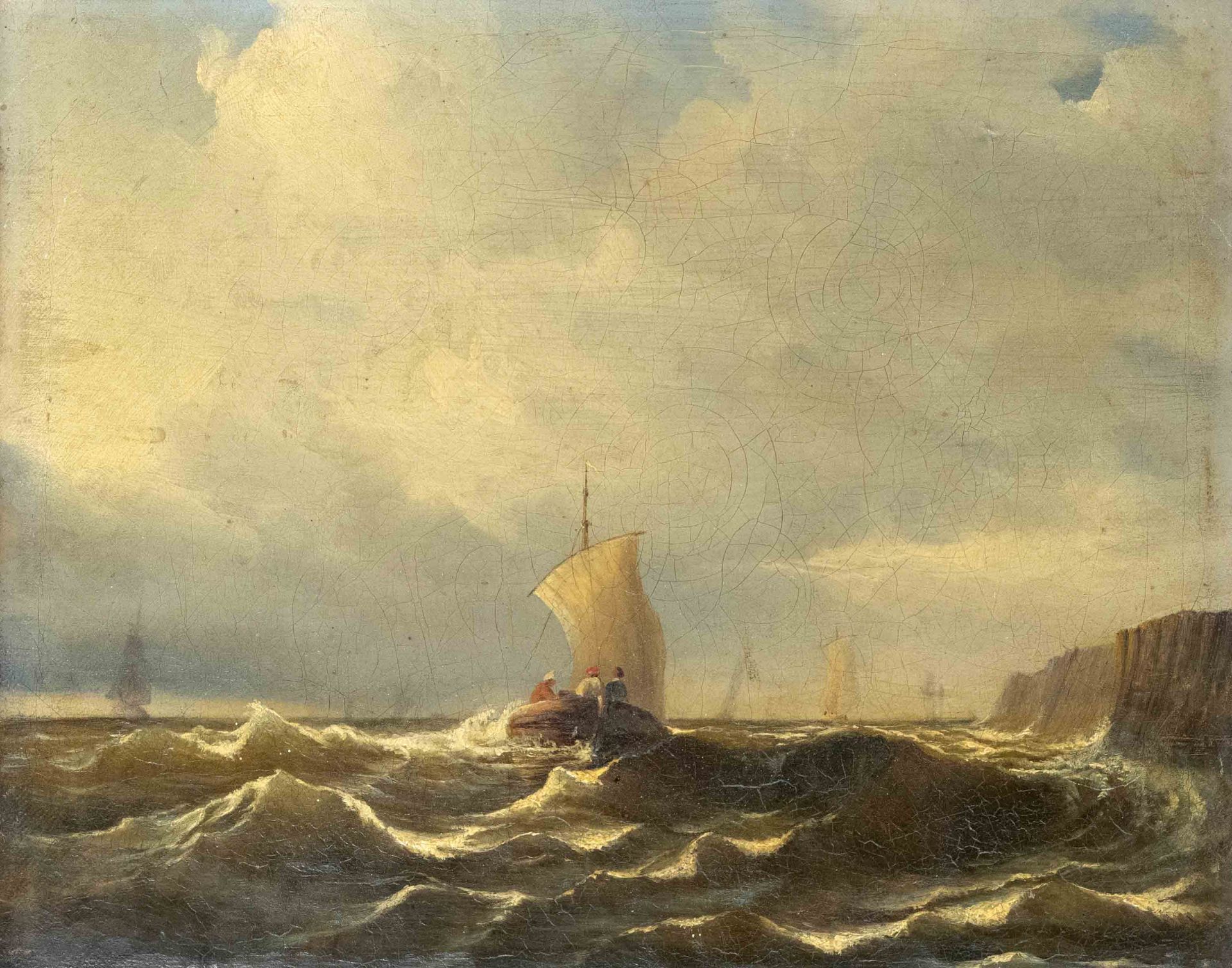 Wilhelm August Leopold Christian Krause (1803-1864) (attrib.), small seascape with boats in front of