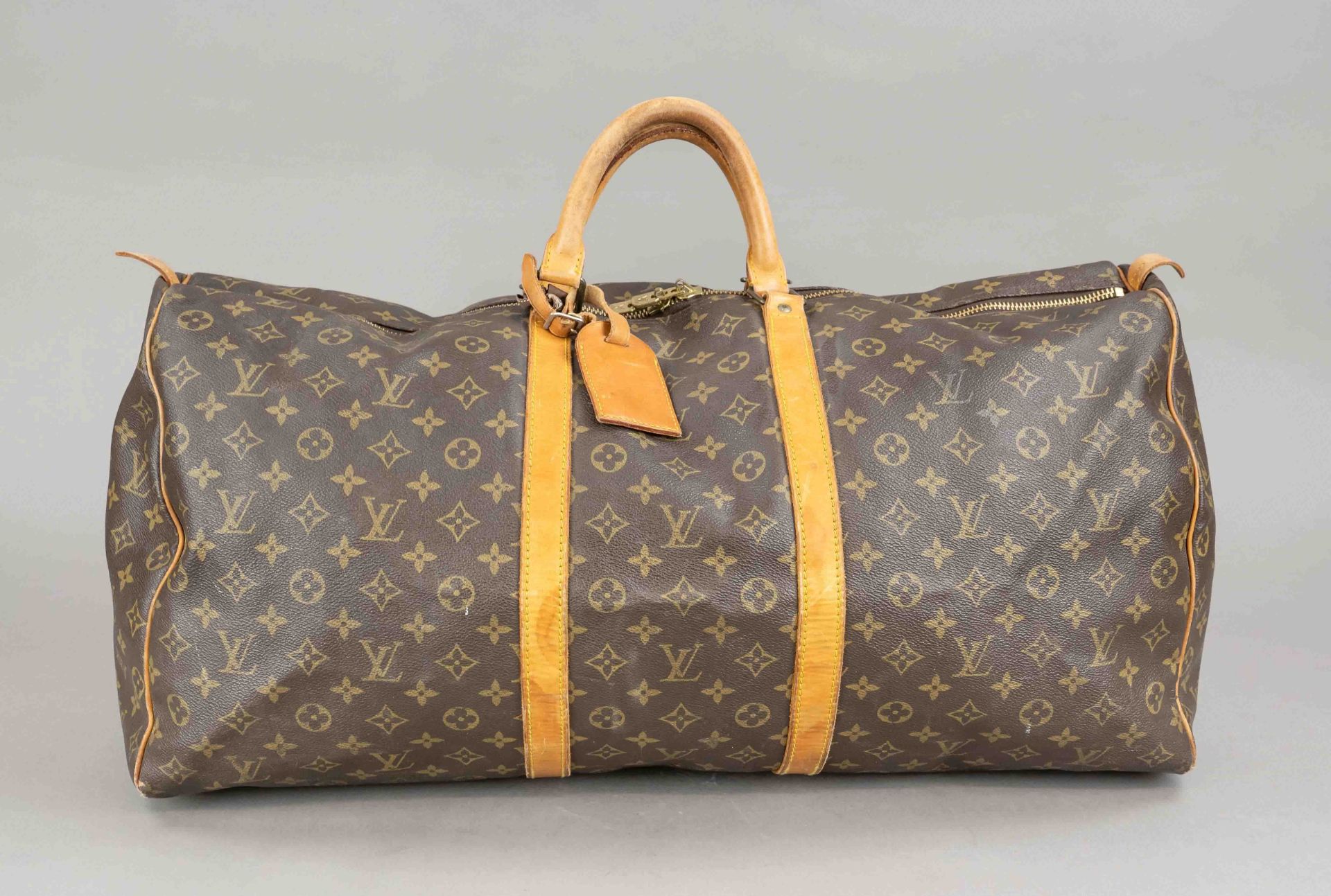 Louis Vuitton, Monogram Canvas Keepall Bandouliere 60 Bag, rubberized cotton fabric in classic