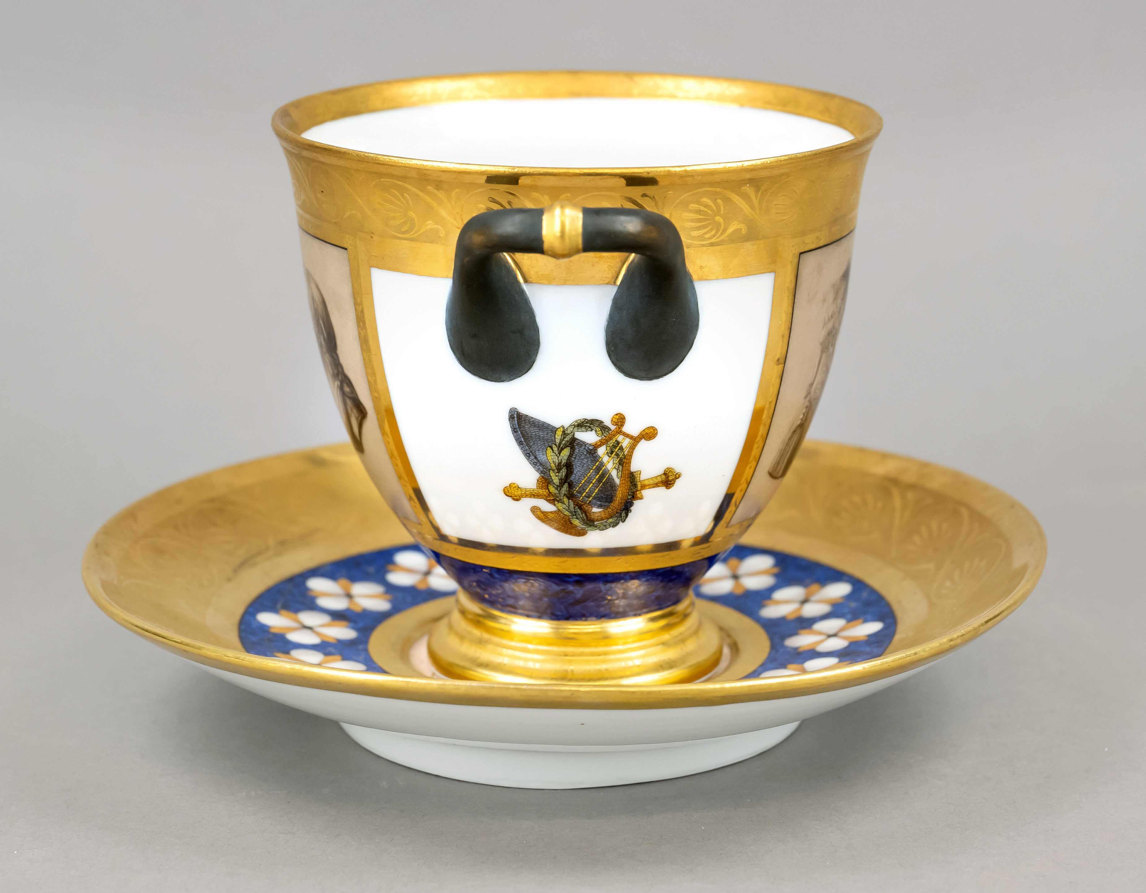 Large ruler's cup, KPM Berlin, around 1800, 1, W., Painter's mark from 1803, large cup with side - Image 2 of 4