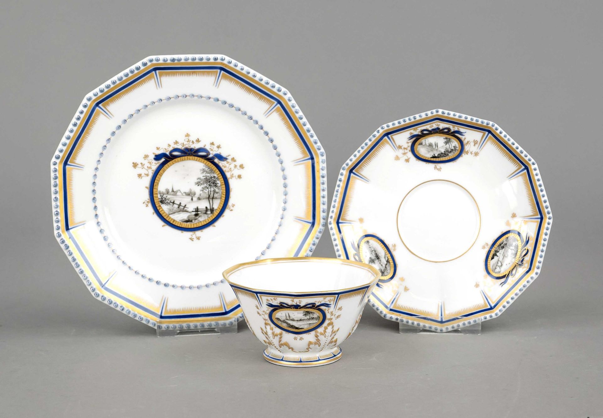 Coffee set, 3-pieces, Nymphenburg, 20th century, form Perl after model of Dominikus Auliczek the