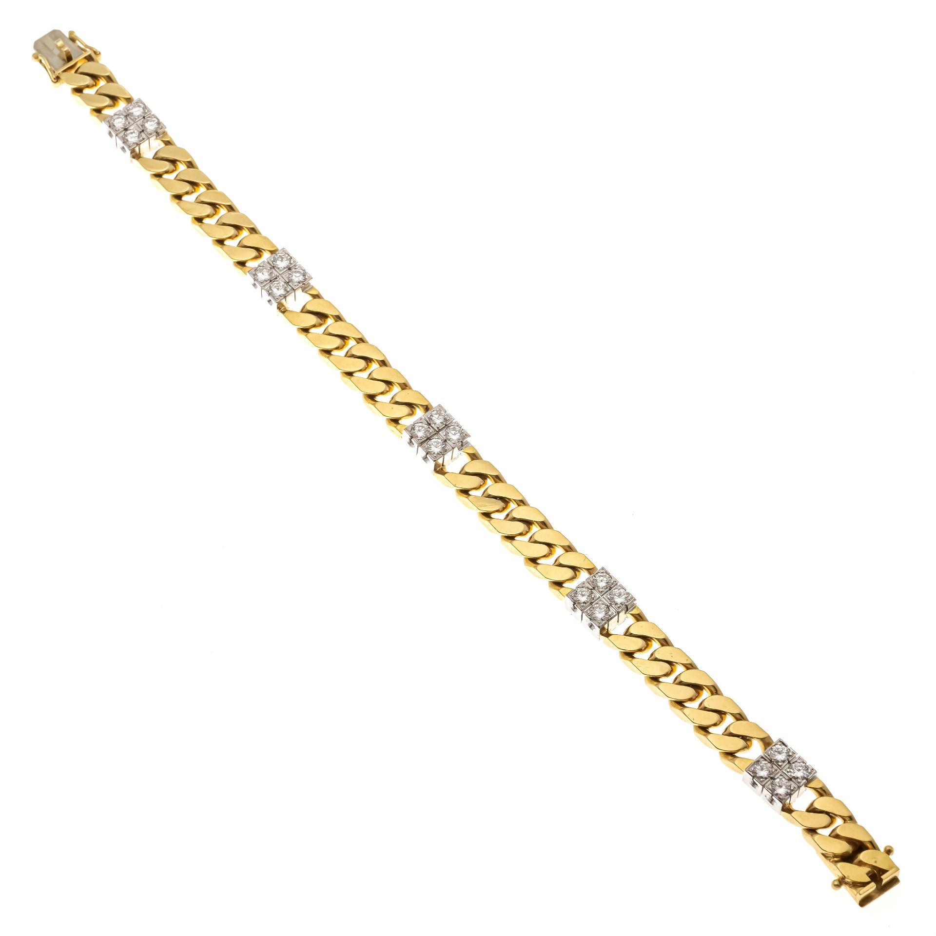 flat-cut diamond bracelet GG/WG 750/000 with 20 brilliant-cut diamonds, add. 1,60 ct fineWhite+ - - Image 2 of 3