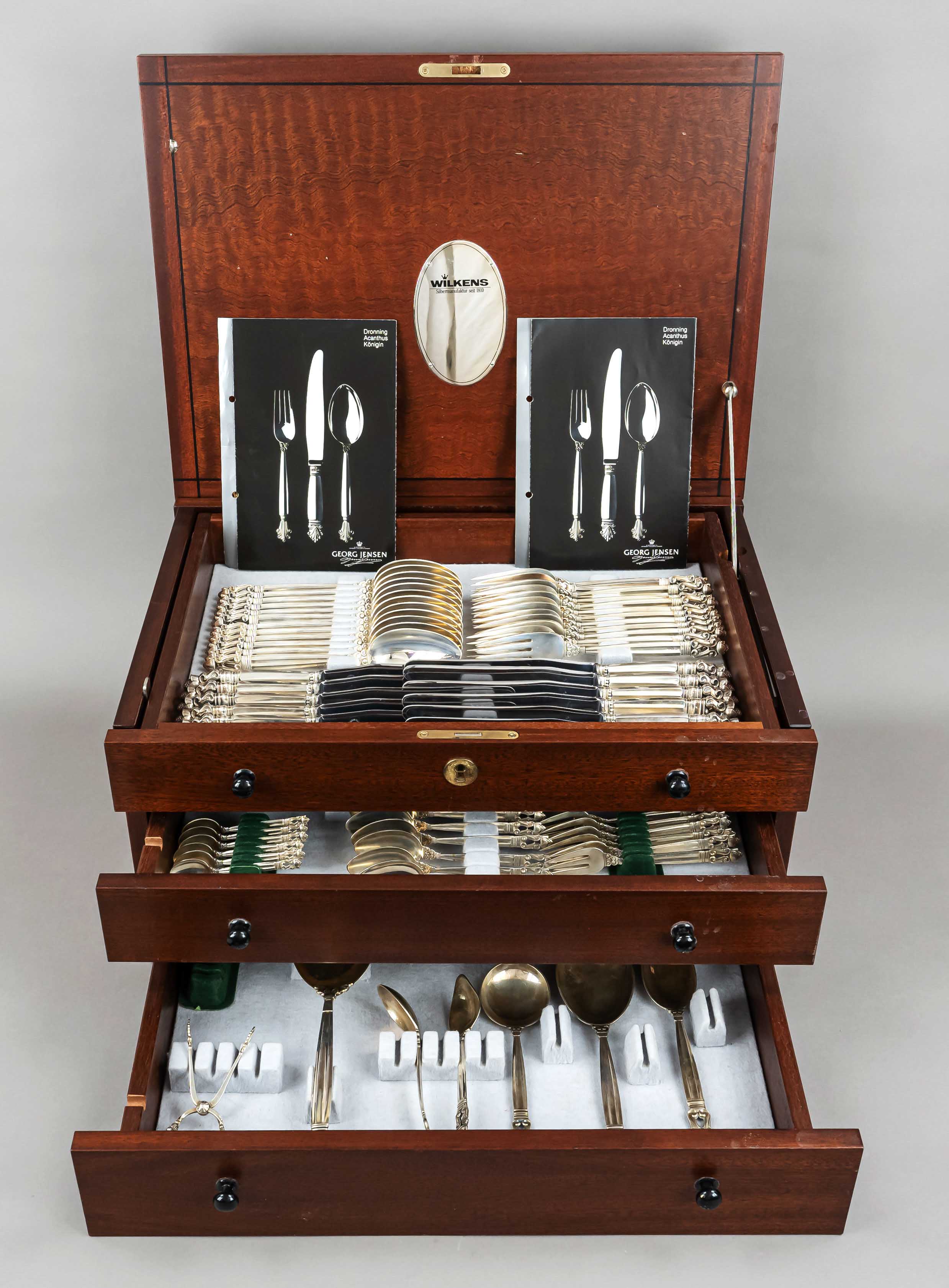 Cutlery for twelve persons, Denmark, mark after 1945, master mark Georg Jensen, Copenhagen, sterling