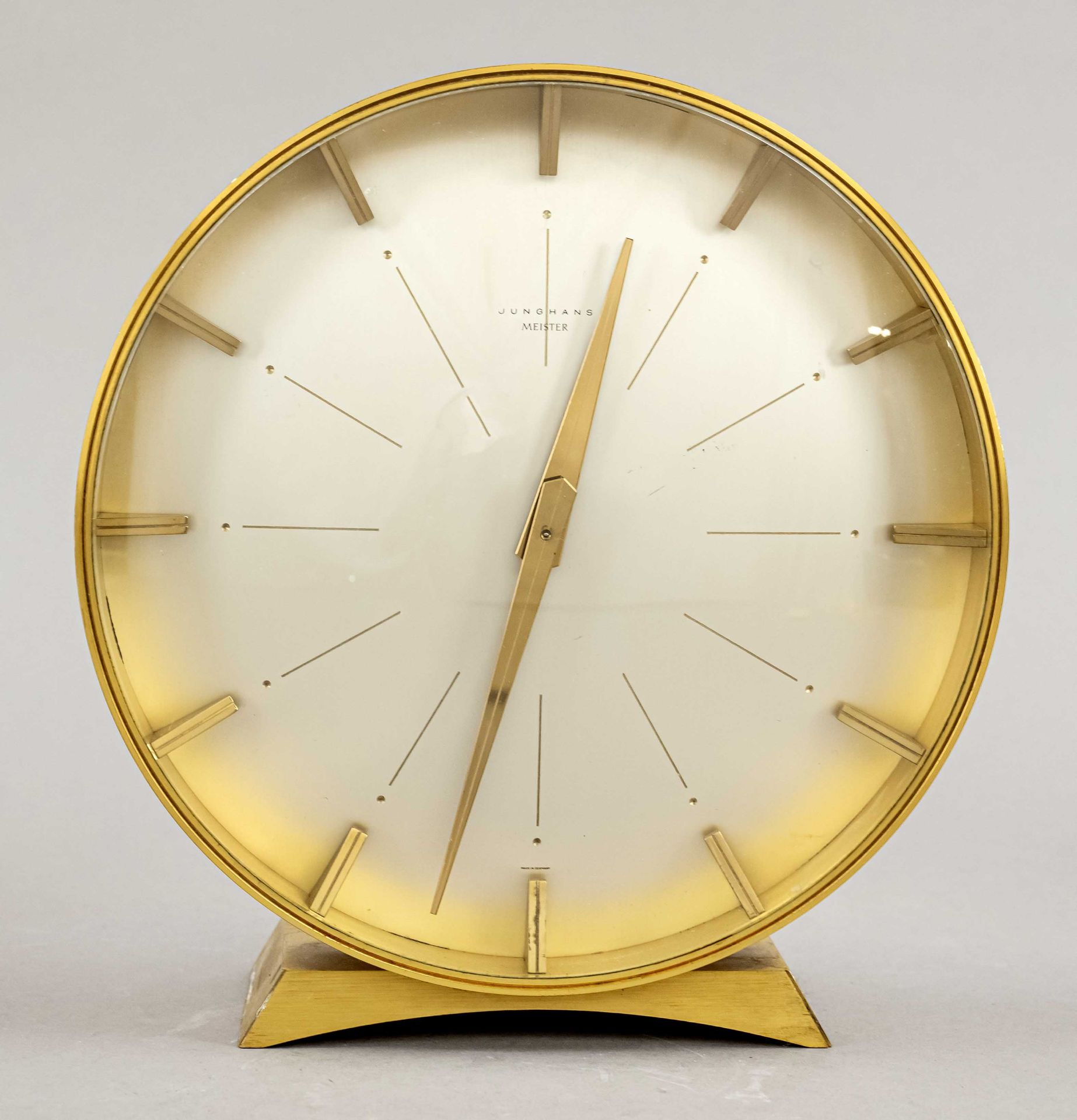Table clock - Junghans Meister, around 1980, solid brass, domed glass, movement with 1/2 hour