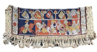 Tapestry, early 20th century, with knight motifs, traces of use, 154 x 53 cm