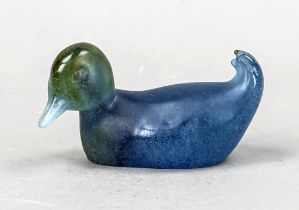 Duck, France, 2nd half of the 20th century, Daum Nancy, pâte de verre, clear, blue and green