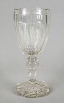 Goblet glass, 1st half of the 19th century, flower-shaped stand, baluster stem, tulip-shaped dome,