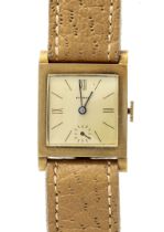 Eterna men's watch, GG 585/000, Art Deco`, around 1930, case with fine line cut, gold dial with