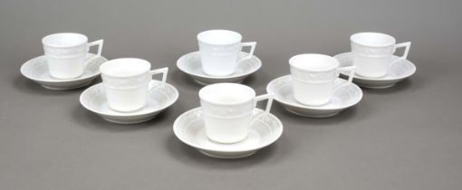 Six mocha / espresso cups with saucer, KPM Berlin, marks 1962-2000, 1st and 2nd choice, form