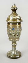 Lidded goblet, 2nd half of the 19th century, round stand, slender shaft, barrel-shaped dome, domed