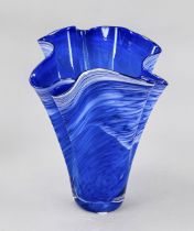 Fazzoletto vase, Poland, 2nd half of 20th c., Alicja, round stand, widening body with wavy wall,