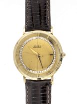 Gruen men's watch, 585/000 GG, manual winding Cal 510 RSS, runs exactly, bicolor dial with bar