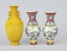 3 Wandvasen, China, Qing-Dynas