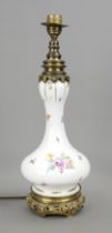 Lamp stand, around 1900, baluster stand, probably Meissen, polychrome painting with flowers and