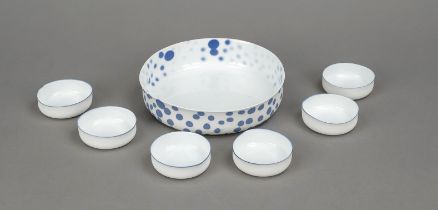 Set of bowls, 7 pieces, Pieter Stockmans, born 1940 in Belgium, round bowls, 1 round bowl with