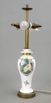 Table lamp, 20th c., stand from a porcelain lidded vase, front medallion with 2 wood nymphs