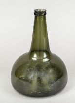 Wine bottle, 18th century, so called onion bottle, round bulbous body with slender neck, vaulted