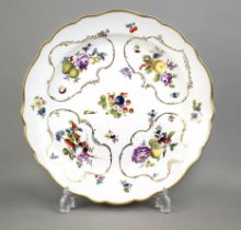 Large round bowl, Meissen, Knauff Schwerter 1850-1924, form Neuer Ausschnitt, rich polychrome