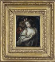 Anonymous, probably 18th century French painter, Venus and Cupid, oil on copper plate, unsigned,