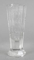 Beaker, 2nd half of the 19th century, polygonal stand, conical,angular body, clear glass, with
