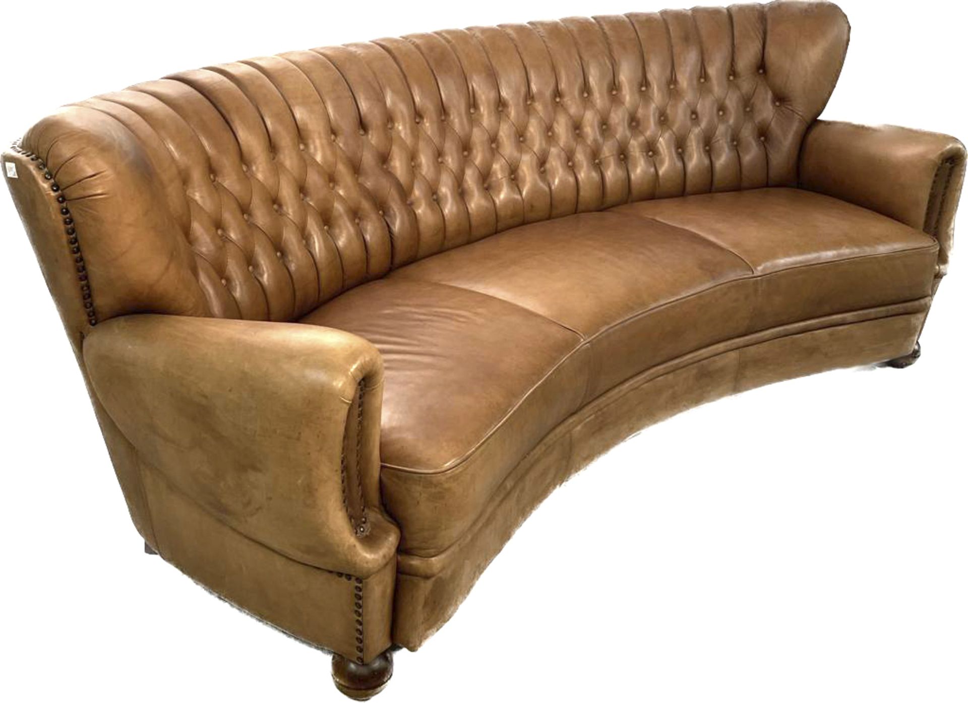 Sofa around 1920/30, leather upholstery, 80 x 230 x 80 cm - The furniture cannot be viewed in our - Image 3 of 3