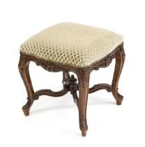 Baroque style stool around 1920, walnut, 50 x 45 x 45 cm.