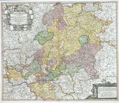 Historical map of Hesse and the Middle Rhine area ''Circulus Rhenanus superior (...)'', part col.