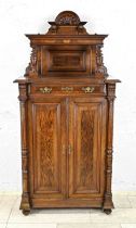 State-Vertiko with top, Wilhelminian period around 1880, walnut, 2-door corpus with drawer above,