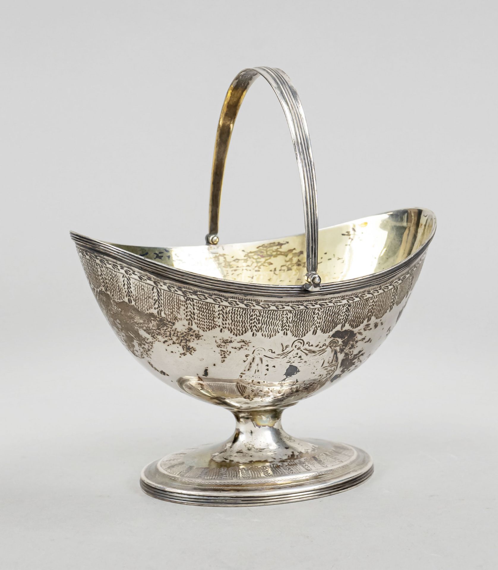 Oval footed bowl, England, 1796, maker's mark of John Langlands II, Newcastle, sterling silver 925/