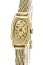Tavannes ladies watch GG 585/000, movement rusted must be replaced, with milanaise bracelet GG 585/