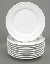 Nine small dinner plates, KPM Berlin, mark 1962-92, 2nd choice, form Kurland, design for the last