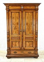 Founder's period cabinet, around 1880, light fruitwood, 2 doors, in the base drawer, 198 x 117 x