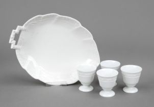 1 leaf bowl and 4 egg cups, KPM Berlin, 20th/21st century, 2nd choice, form Kurland, design for