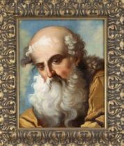 Anonymous painter 1st h. 18th c., Head of an apostle against a heavenly background, oil on canvas,