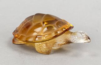 Turtle, France, 2nd h. 20th c., Lalique, clear and amber glass, incised signature and adhesive