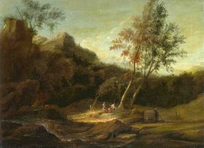 Christophe-Ludwig Agricola (1665-1724) (attrib.), Landscape with figure staffage, oil on canvas,