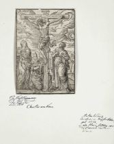 Paolo Farinati (1524-1606) (attrib.), Crucifixion, woodcut with narrow margin around the border